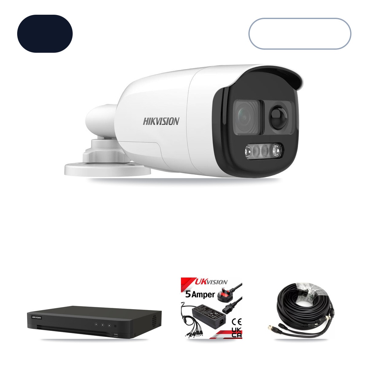 Hikvision IDS-7216HQHI-M1/XT 16-Channel DVR CCTV Kit — 8× DS-2CE12KF3T-PIRXO 5MP Cameras + 10TB HDD