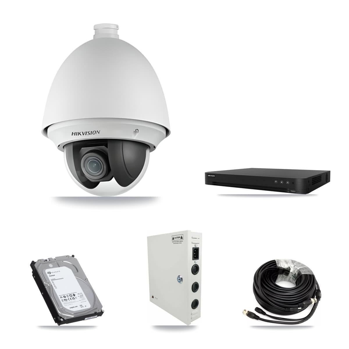 Hikvision 16-Channel 2MP CCTV Kit — 9 DS-2AE4225T PTZ Cameras + 6TB Recording (DS-7216HGHI Recorder)