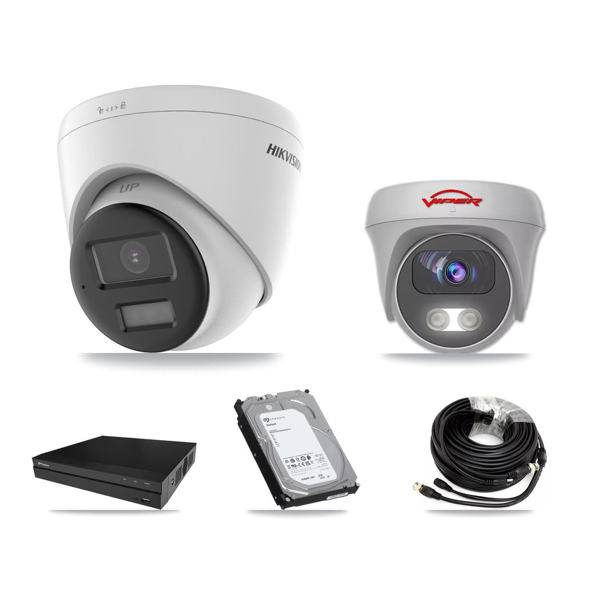 8-Channel 5MP – 4K CCTV Kit — 5 4K Turret + 1 5MP Cameras + 2× 6TB Recording
