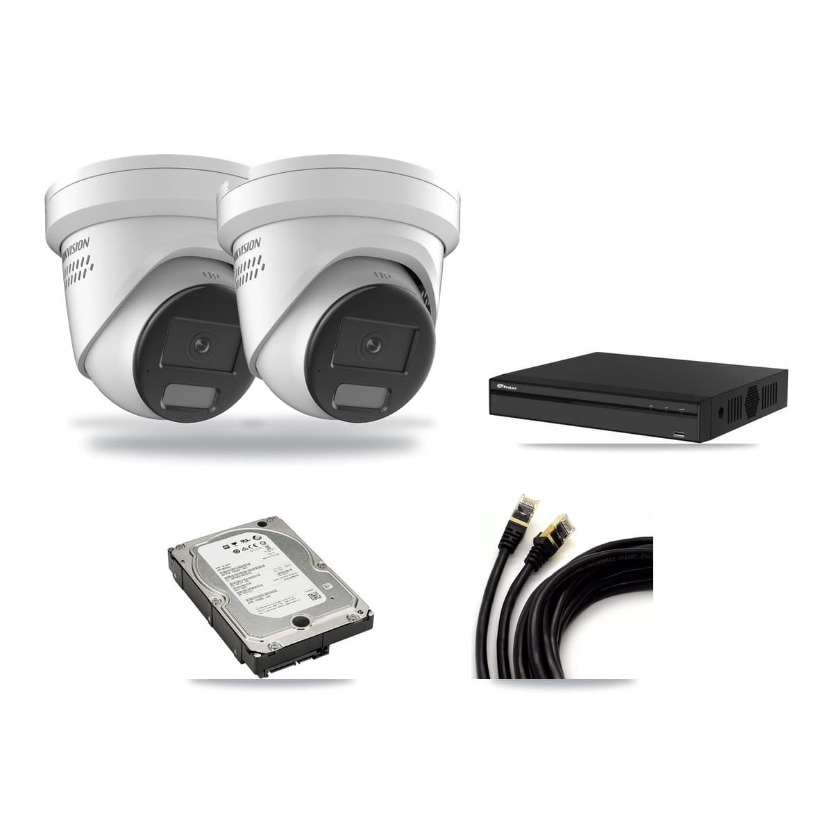 Hikvision & Prolux 4-Channel 4K CCTV Kit — 2 DS-2CD2387G2H Turret Cameras + 5TB Recording - Image 1