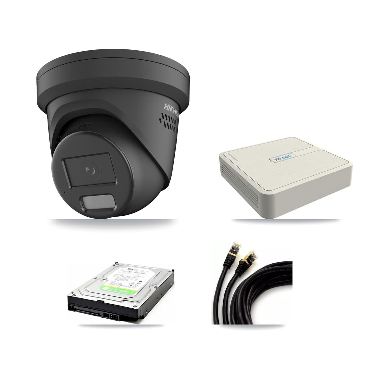 Hikvision & HiLook 8-Channel 4MP CCTV Kit — 1 Black Turret Camera + 1TB Recording (NVR-108H-D Recorder)