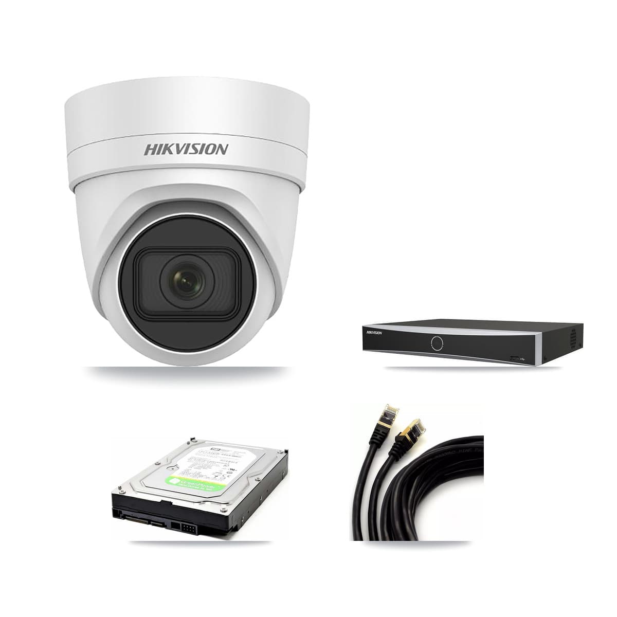 Hikvision 4-Channel 4MP CCTV Kit — 2 DS-2CD2H45FWD Turret Cameras + 1TB Recording