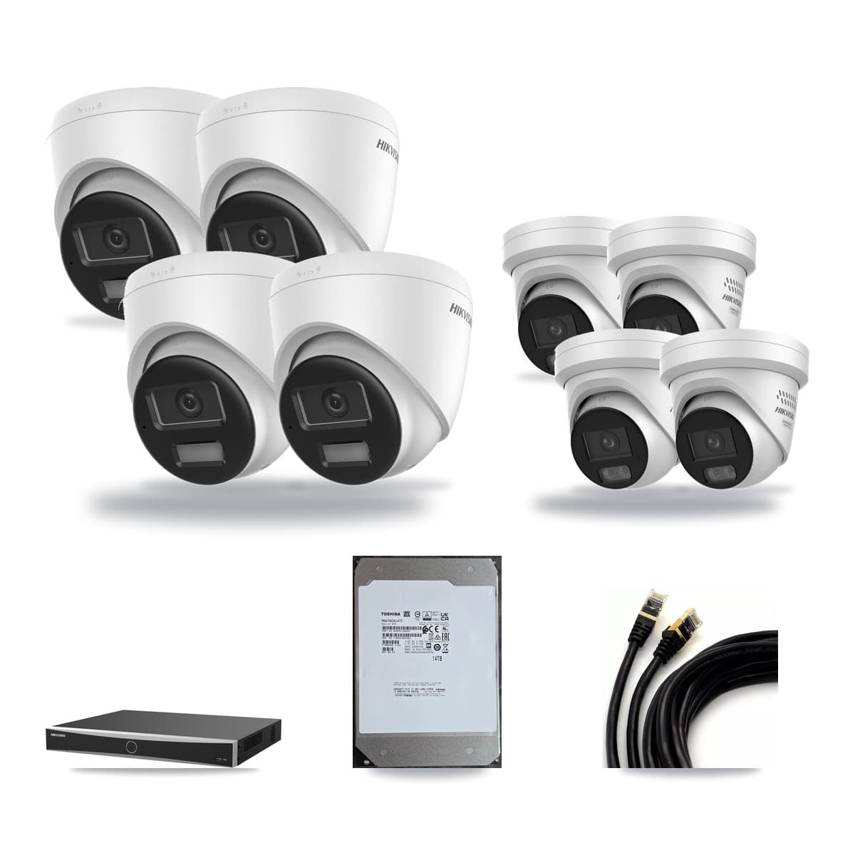 Hikvision 16-Channel 4MP – 4K CCTV Kit — 4 4K + 4 4MP Turret Cameras + 14TB Recording - Image 1