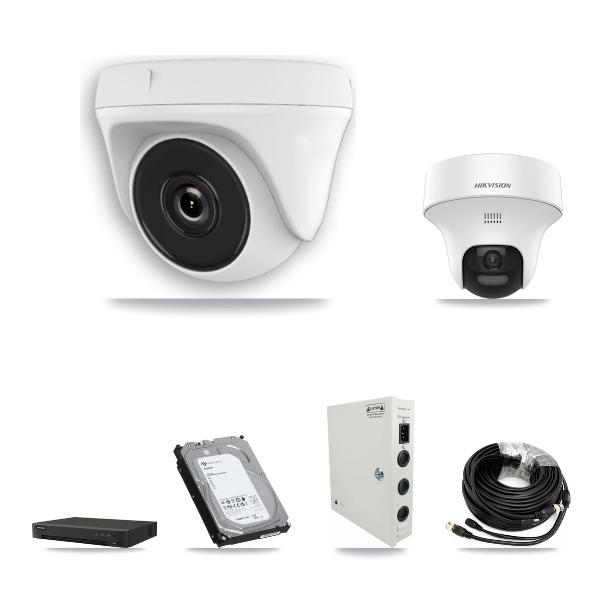 Hikvision IDS-7216HQHI-M1/XT 16-Channel DVR CCTV Kit — 1× DS-2CE70K0T-PTLTS 5MP Turret + 10× HDT-2MP-N20W-2.8MM White 2MP Dome Cameras + 6TB HDD