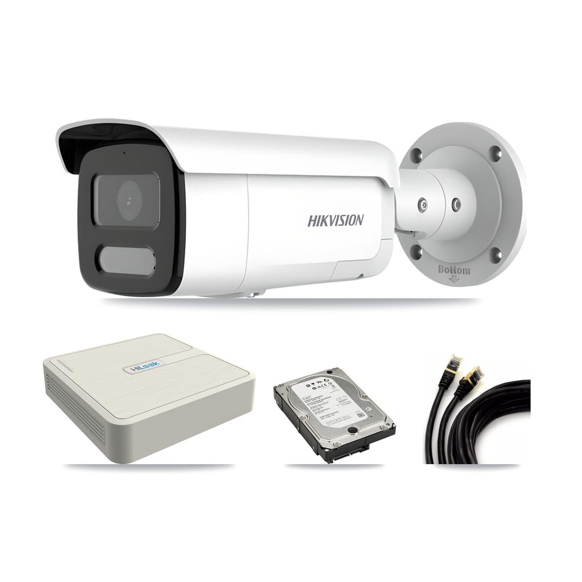 Hikvision & HiLook 8-Channel 4MP – 5MP CCTV Kit — 3 4MP Bullet + 1 5MP Dome Cameras + 5TB Recording