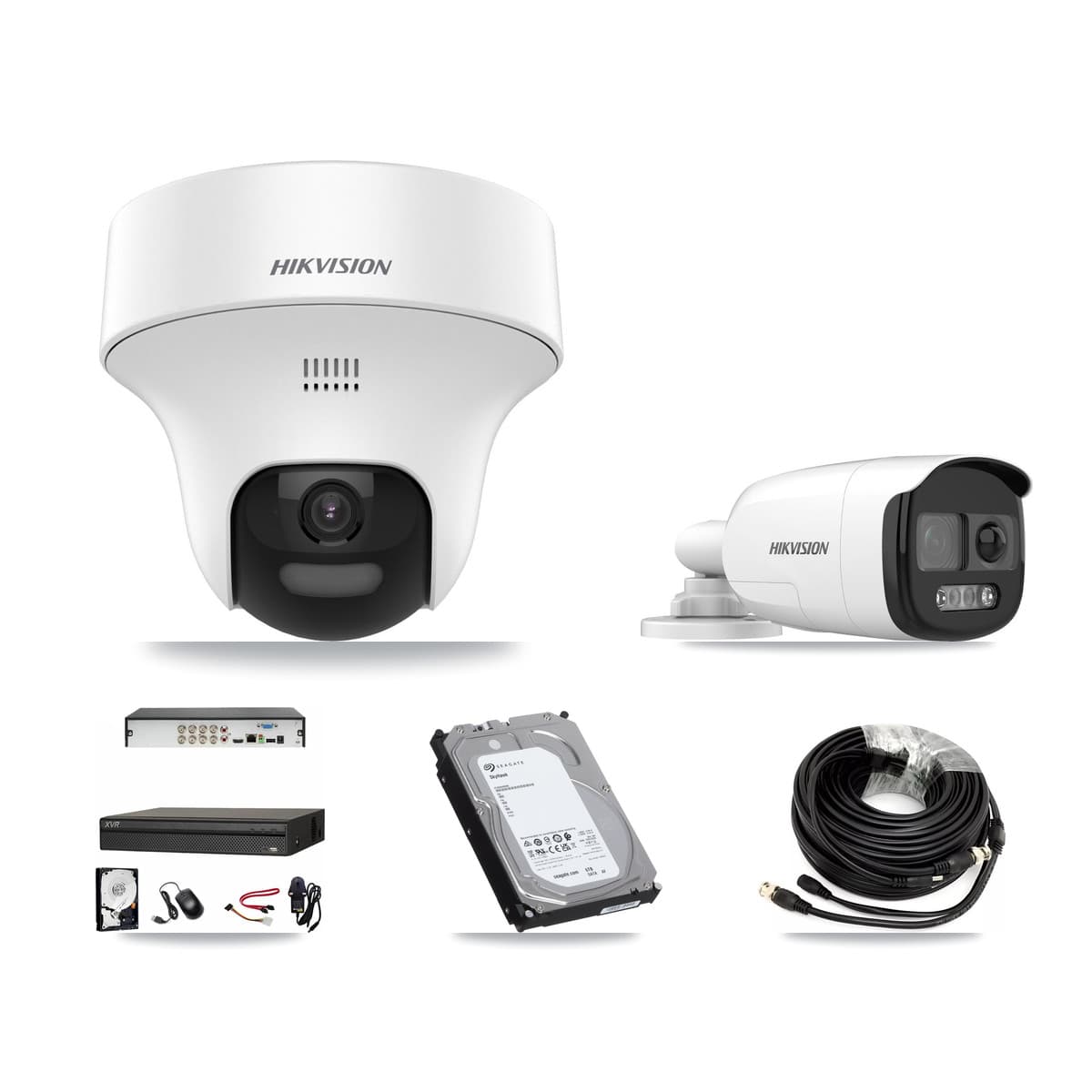 Hikvision & Dahua 8-Channel 5MP CCTV Kit — 2 DS-2CE12KF3T Bullet + 6 DS-2CE70K0T Turret Cameras + 6TB Recording