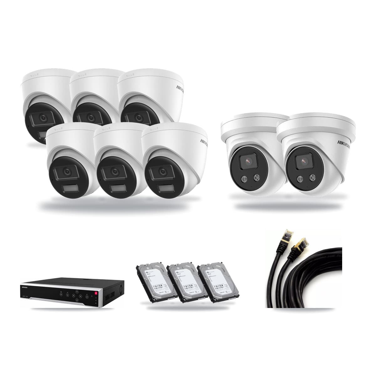 Hikvision 32-Channel 5MP – 4K CCTV Kit — 6 DS-2CD1383G2-LIU 4K + 2 DS-2CD3356G2-ISU 5MP Turret Cameras + 3× 6TB Recording (DS-7732NI-M4/24P Recorder) - Image 1
