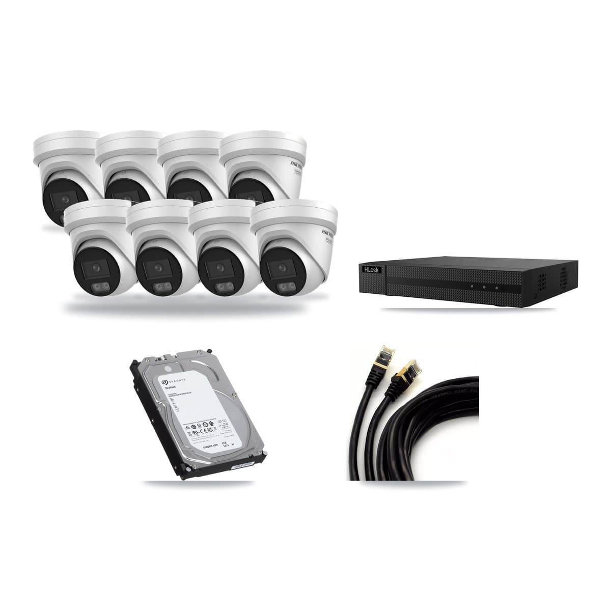 Hikvision & HiLook 8-Channel 4K CCTV Kit — 8 DS-2CD2387G3 Turret Cameras + 6TB Recording - Image 1