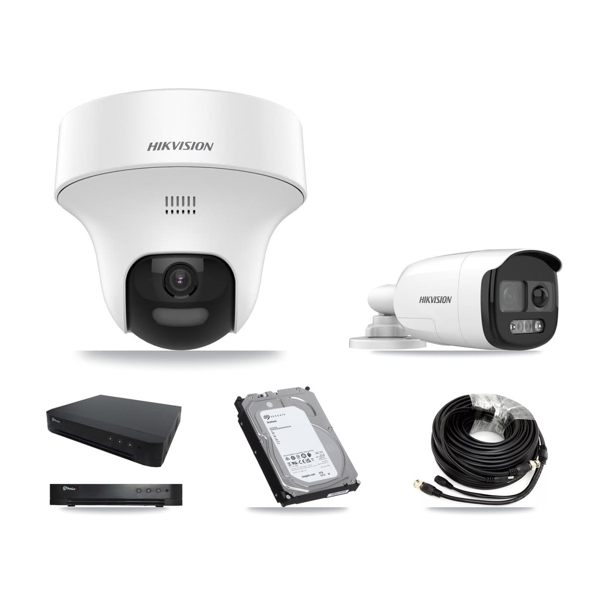 Hikvision & Prolux 16-Channel 5MP CCTV Kit — 1 DS-2CE12KF3T Bullet + 3 DS-2CE70K0T Turret Cameras + 6TB Recording