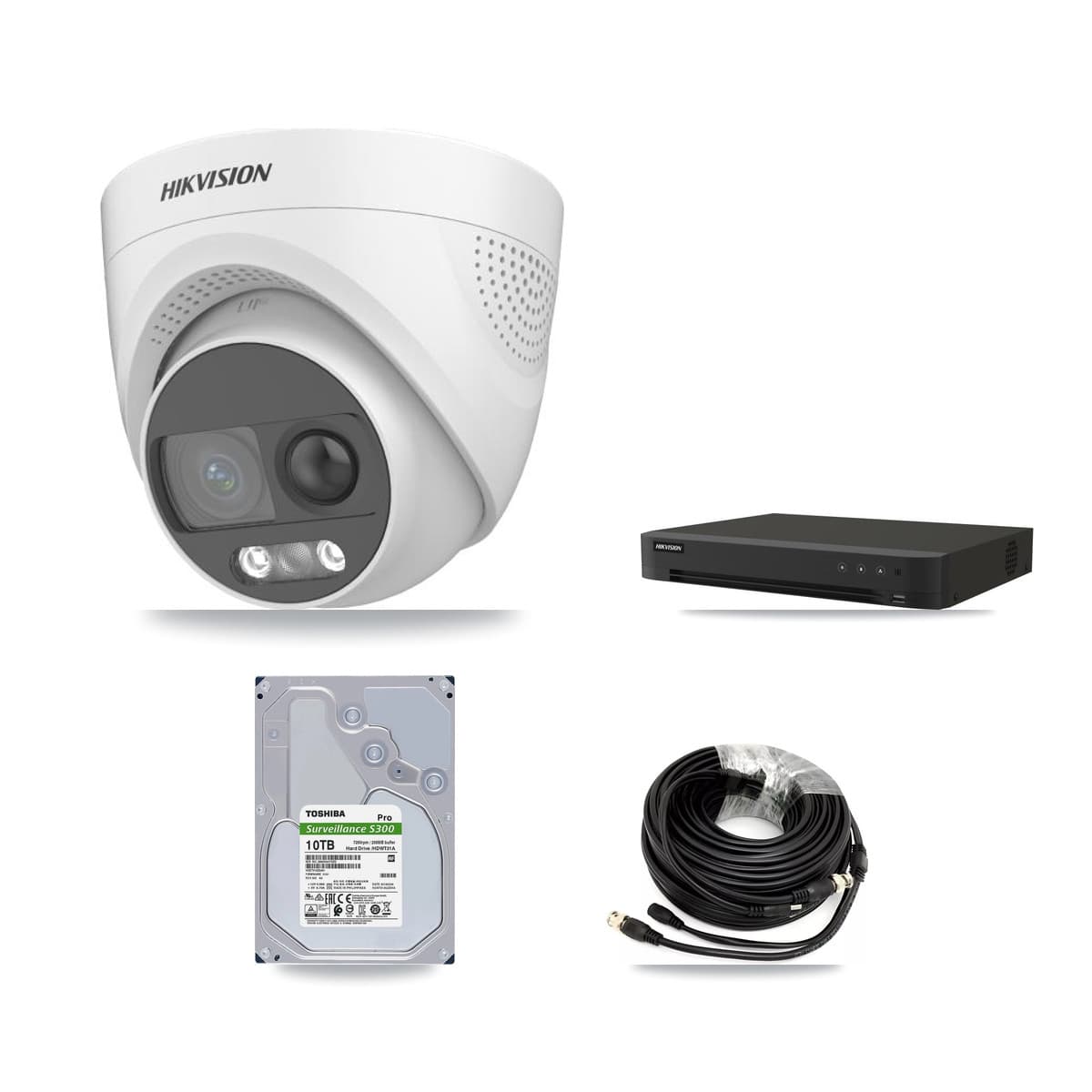 Hikvision 16-Channel 5MP CCTV Kit — 7 DS-2CE72KF3T Turret Cameras + 10TB Recording (IDS-7216HQHI Recorder)