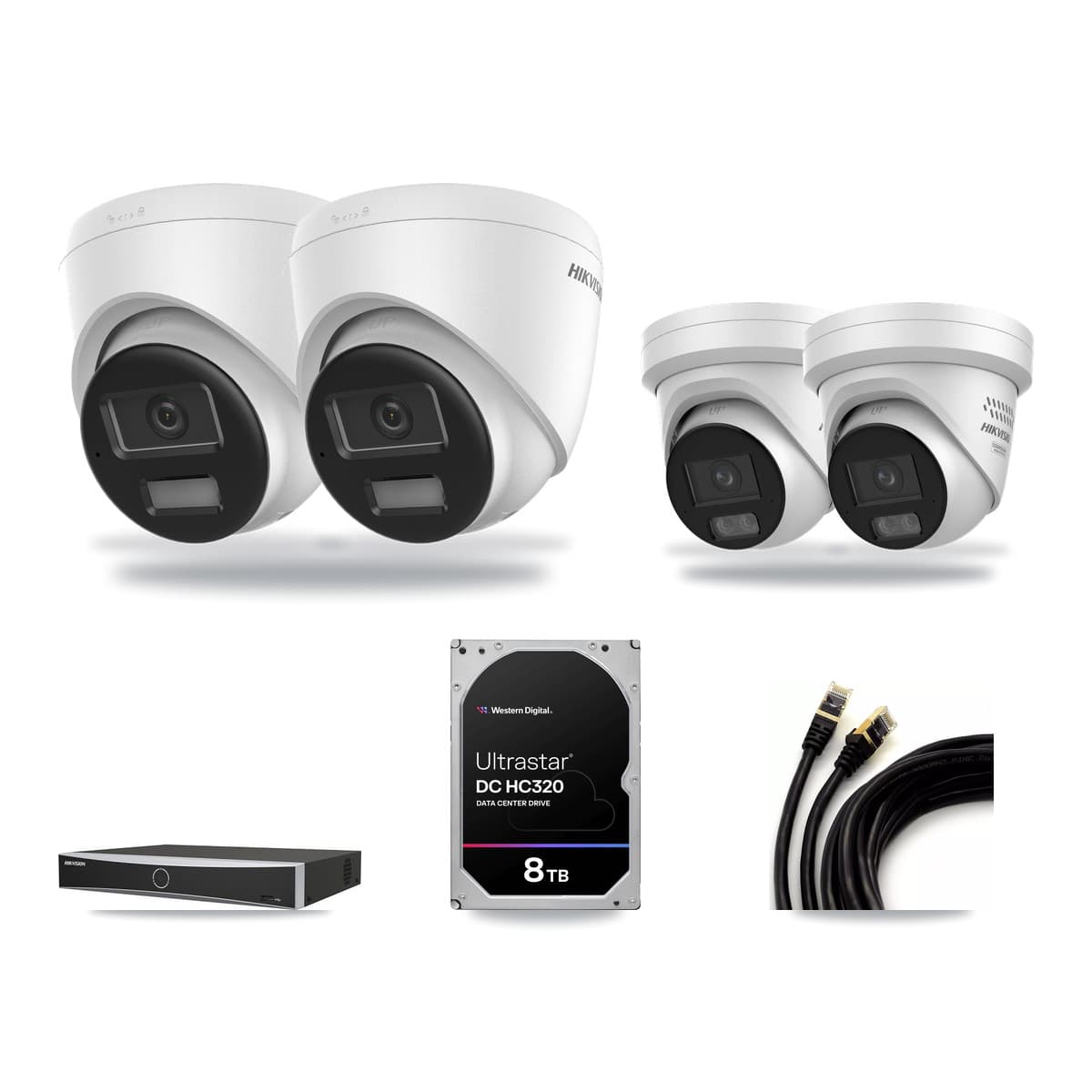 Hikvision 4-Channel 4MP – 4K CCTV Kit — 2 4K + 2 4MP Turret Cameras + 8TB Recording - Image 1