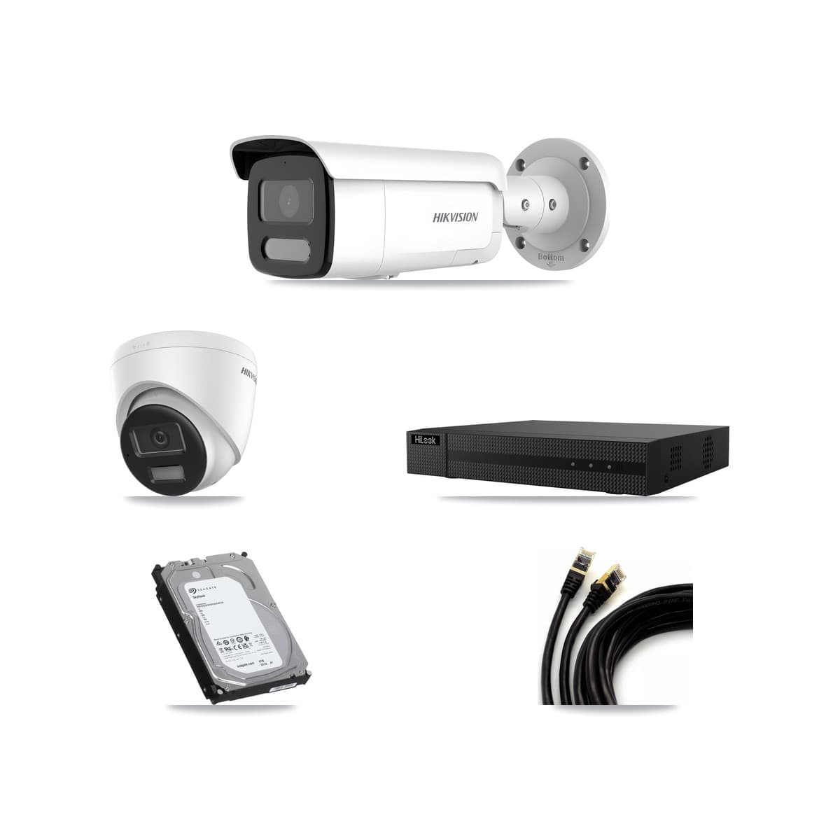 Hikvision & HiLook 8-Channel 4MP – 4K CCTV Kit — 1 4K Turret + 6 4MP Bullet Cameras + 6TB Recording