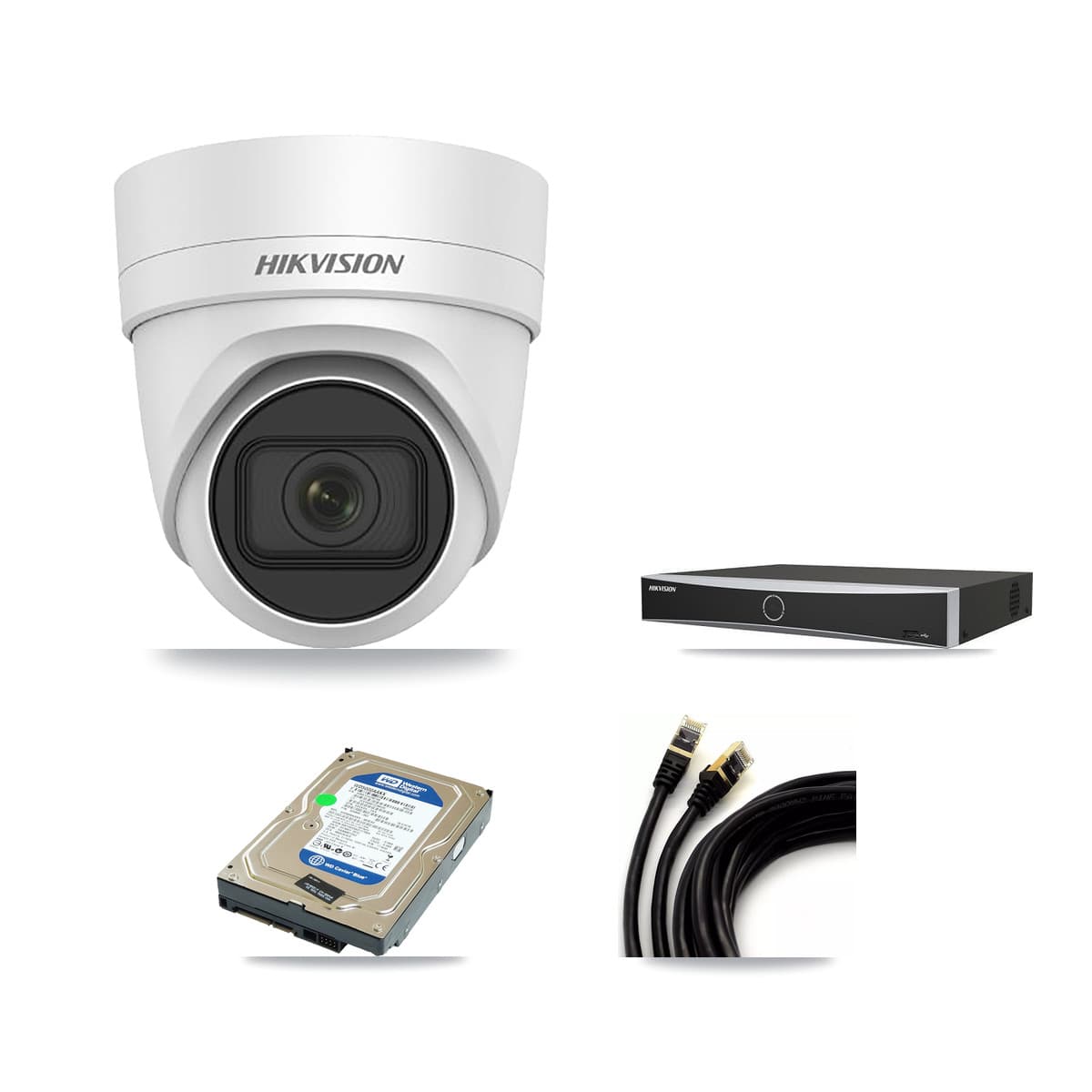 Hikvision 4-Channel 4MP CCTV Kit — 1 DS-2CD2H45FWD Turret Camera + 500GB Recording - Image 1
