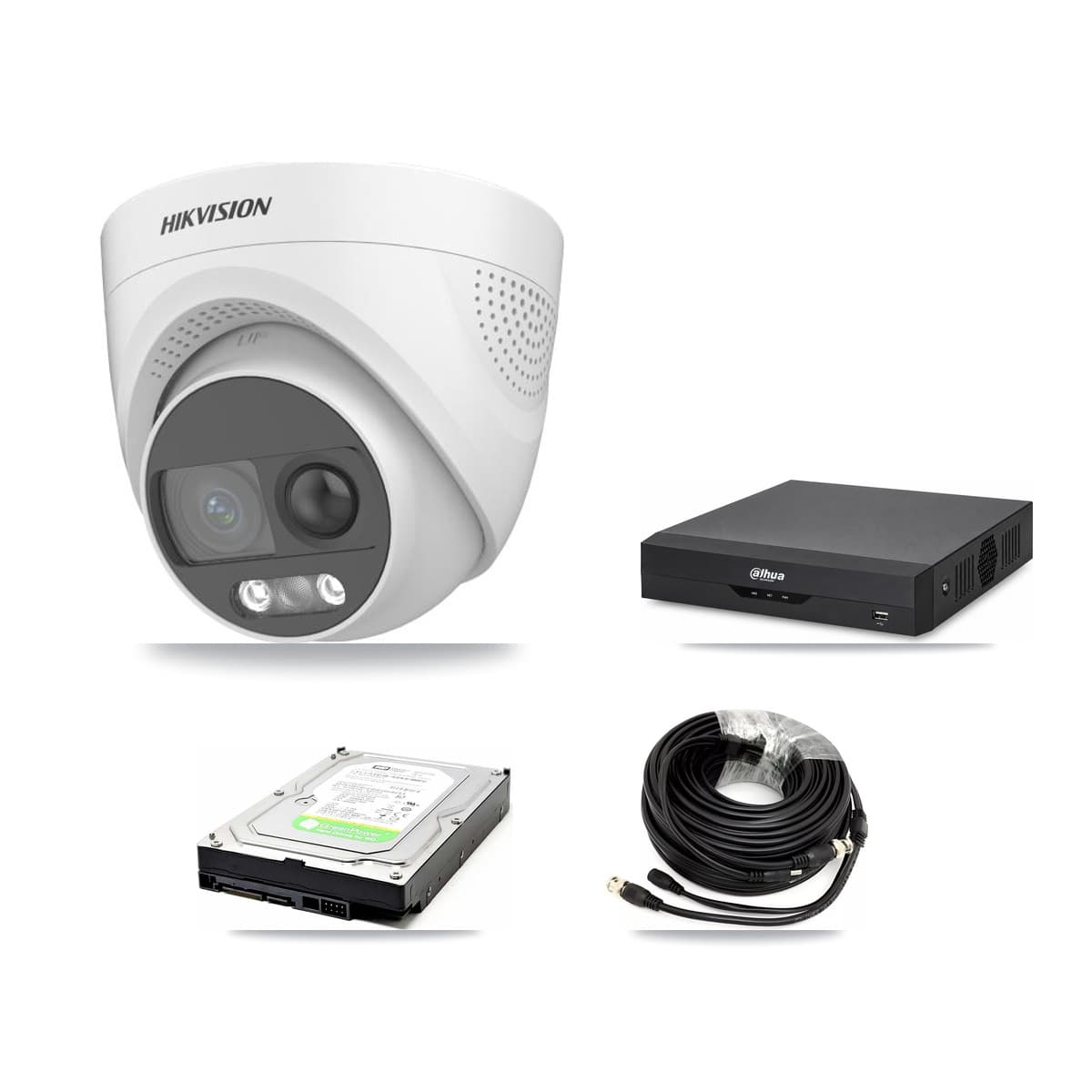Hikvision & Dahua 4-Channel 5MP CCTV Kit — 2 DS-2CE72KF3T Turret Cameras + 1TB Recording