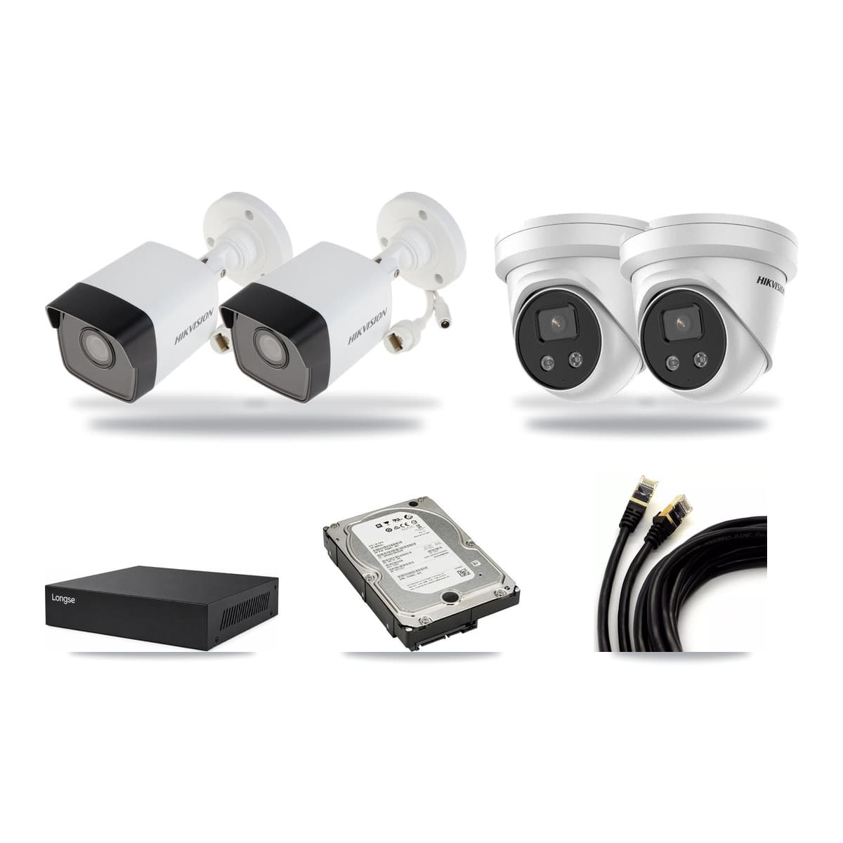 Hikvision & Longse 8-Channel 5MP CCTV Kit — 2 Bullet + 2 Turret Cameras + 5TB Recording - Image 1