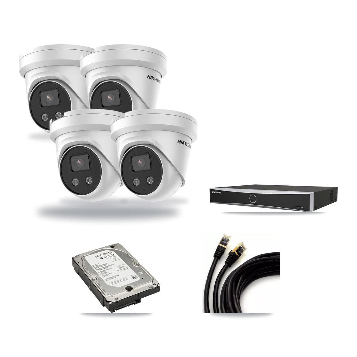 Hikvision 4-Channel 5MP CCTV Kit — 4 DS-2CD3356G2 Turret Cameras + 5TB Recording - Image 1