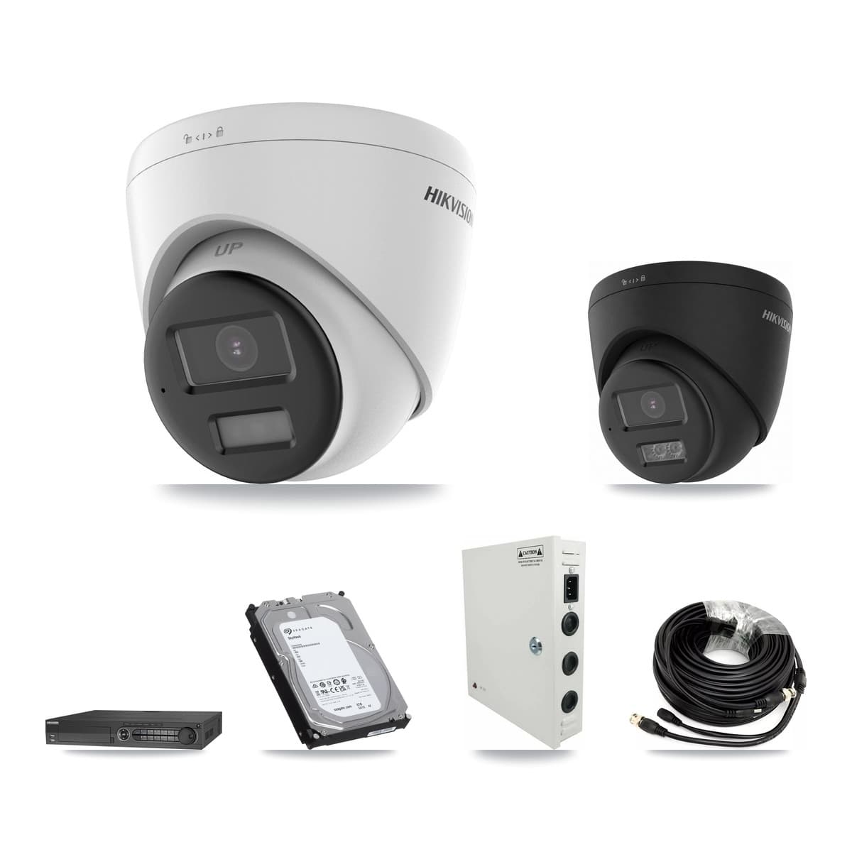Hikvision 32-Channel 5MP – 4K CCTV Kit — 12 DS-2CE78K0T-LPTS 5MP + 1 Black DS-2CE78U0T-LTS-BLACK 4K Turret Cameras + 3× 6TB Recording (IDS-7332HUHI-M4/S Recorder)