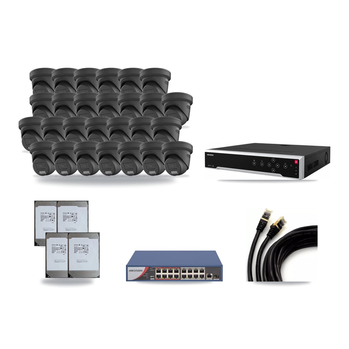 Hikvision 32-Channel 4MP CCTV Kit — 27 Turret Cameras + 4× 14TB Recording - Image 1