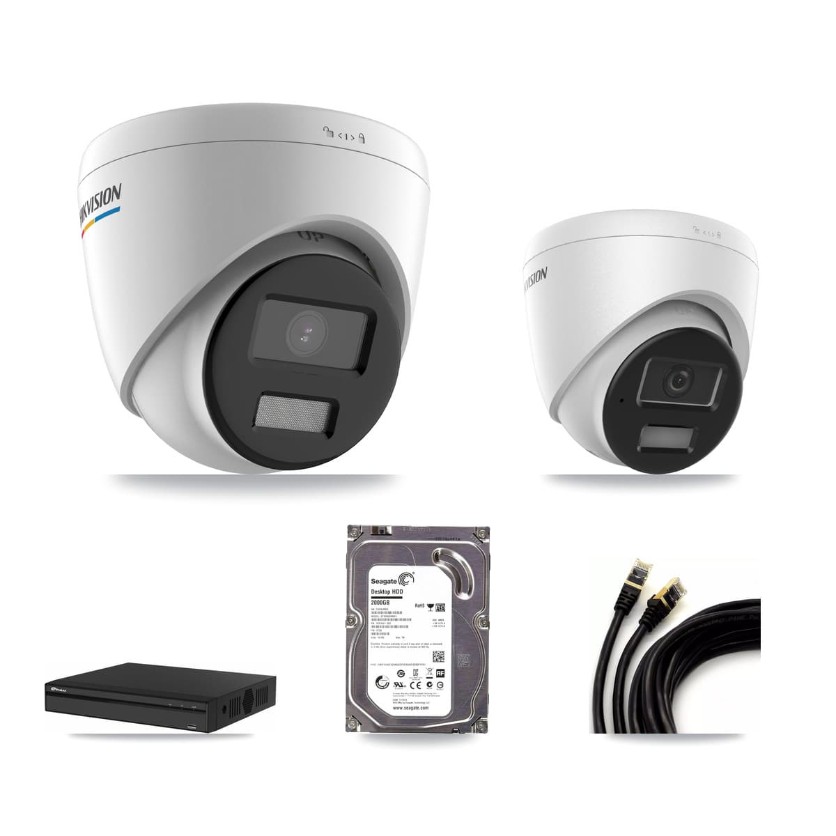 Hikvision & Prolux 4-Channel 2MP – 4MP CCTV Kit — 1 2MP + 1 4MP Turret Cameras + 2TB Recording - Image 1
