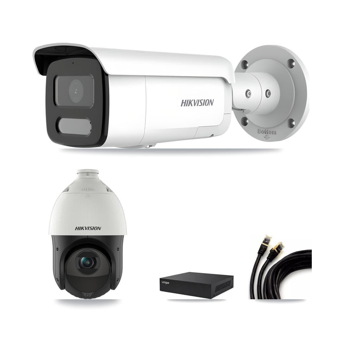 Hikvision & Longse 8-Channel 4MP CCTV Kit — 7 Bullet + 1 PTZ Cameras + 8TB Recording