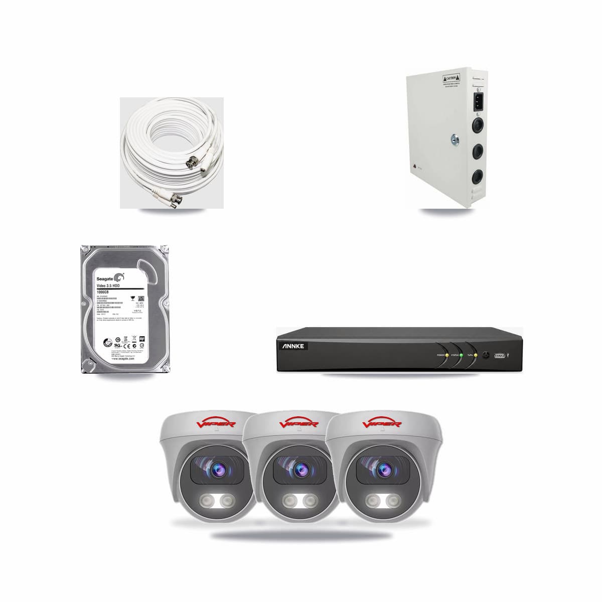 Viper & ANNKE 4-Channel 5MP CCTV Kit — 3 Cameras + 1TB Recording - Image 1