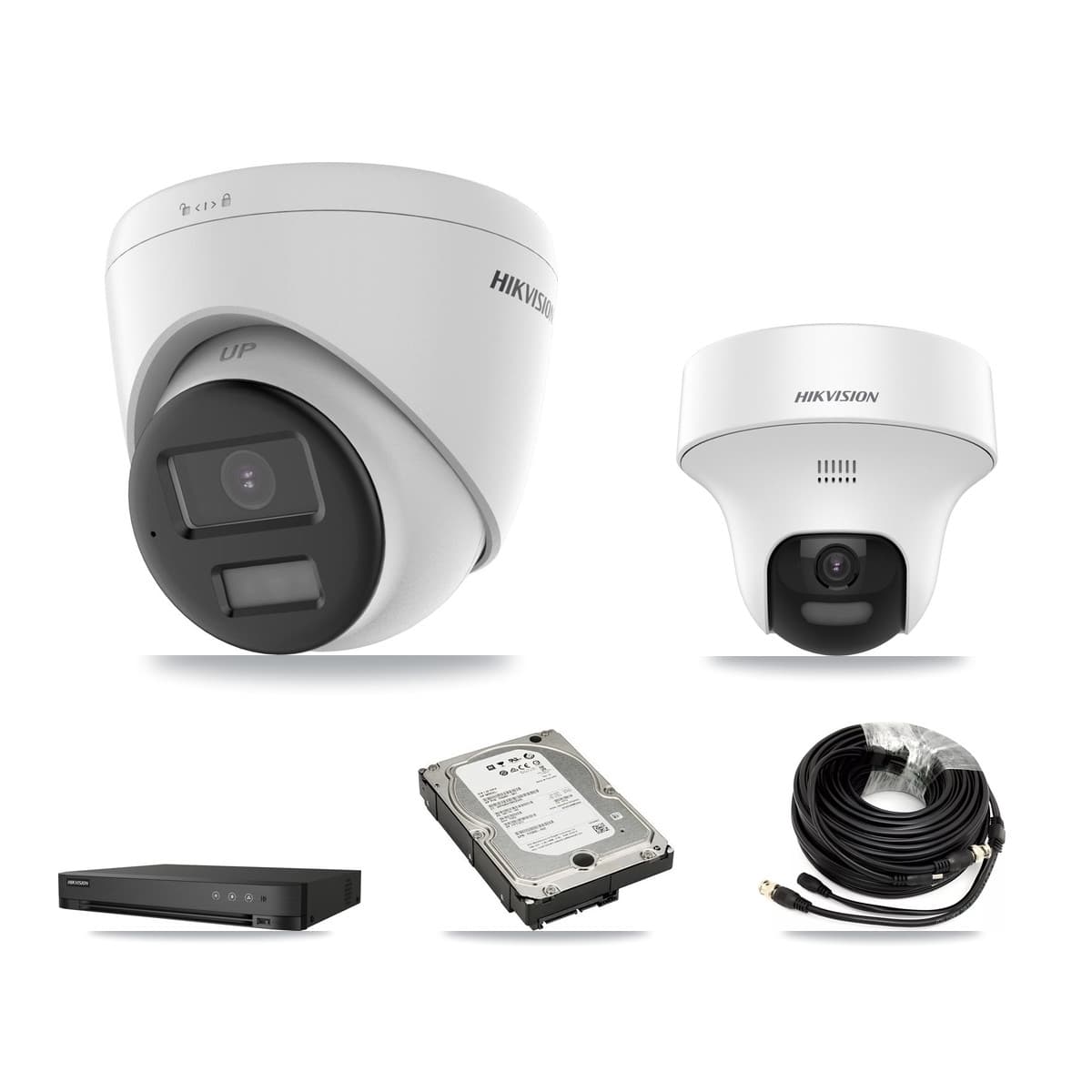 Hikvision 4-Channel 5MP CCTV Kit — 1 DS-2CE70K0T + 3 DS-2CE78K0T Turret Cameras + 5TB Recording