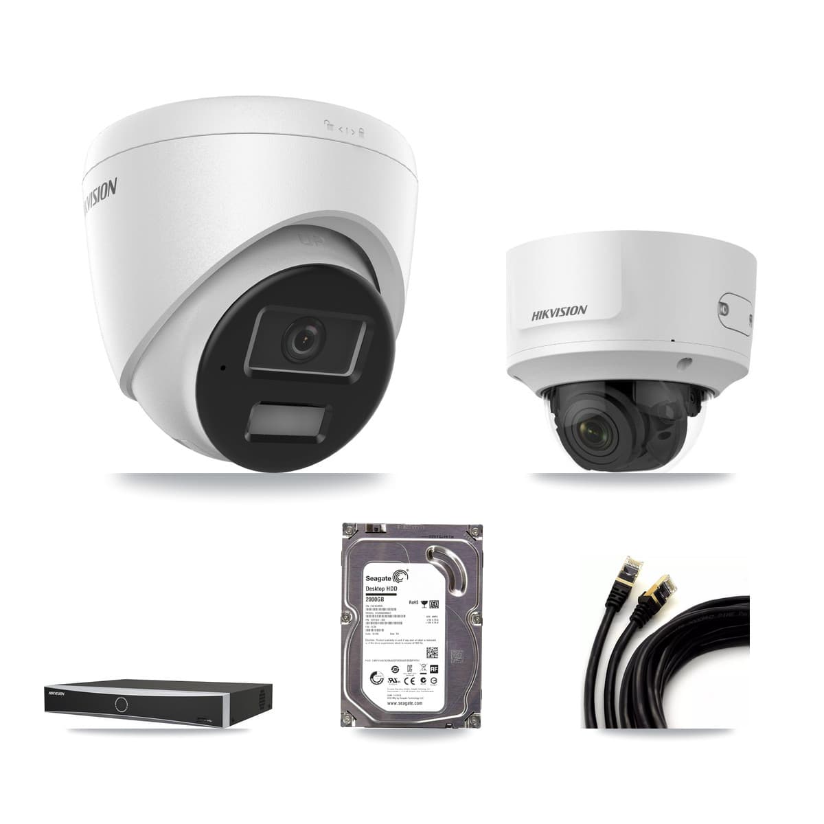 Hikvision 4-Channel 2MP – 4MP CCTV Kit — 1 4MP Turret + 1 2MP Dome Cameras + 2TB Recording