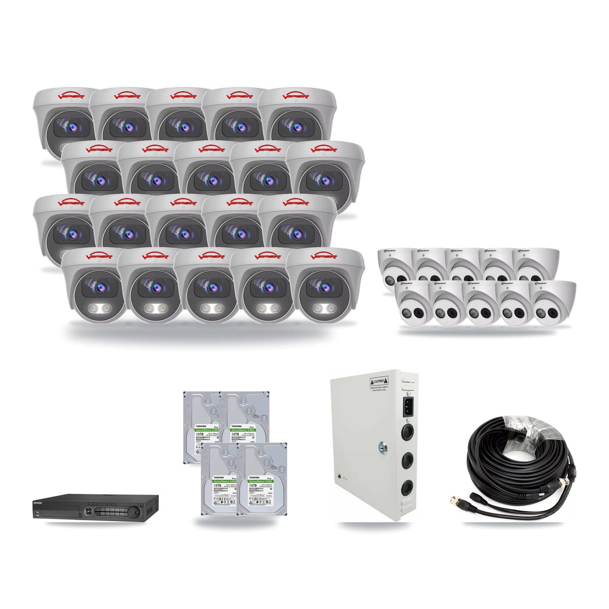 32-Channel 4MP – 5MP CCTV Kit — 10 4MP Turret + 20 5MP Cameras + 4× 10TB Recording - Image 1