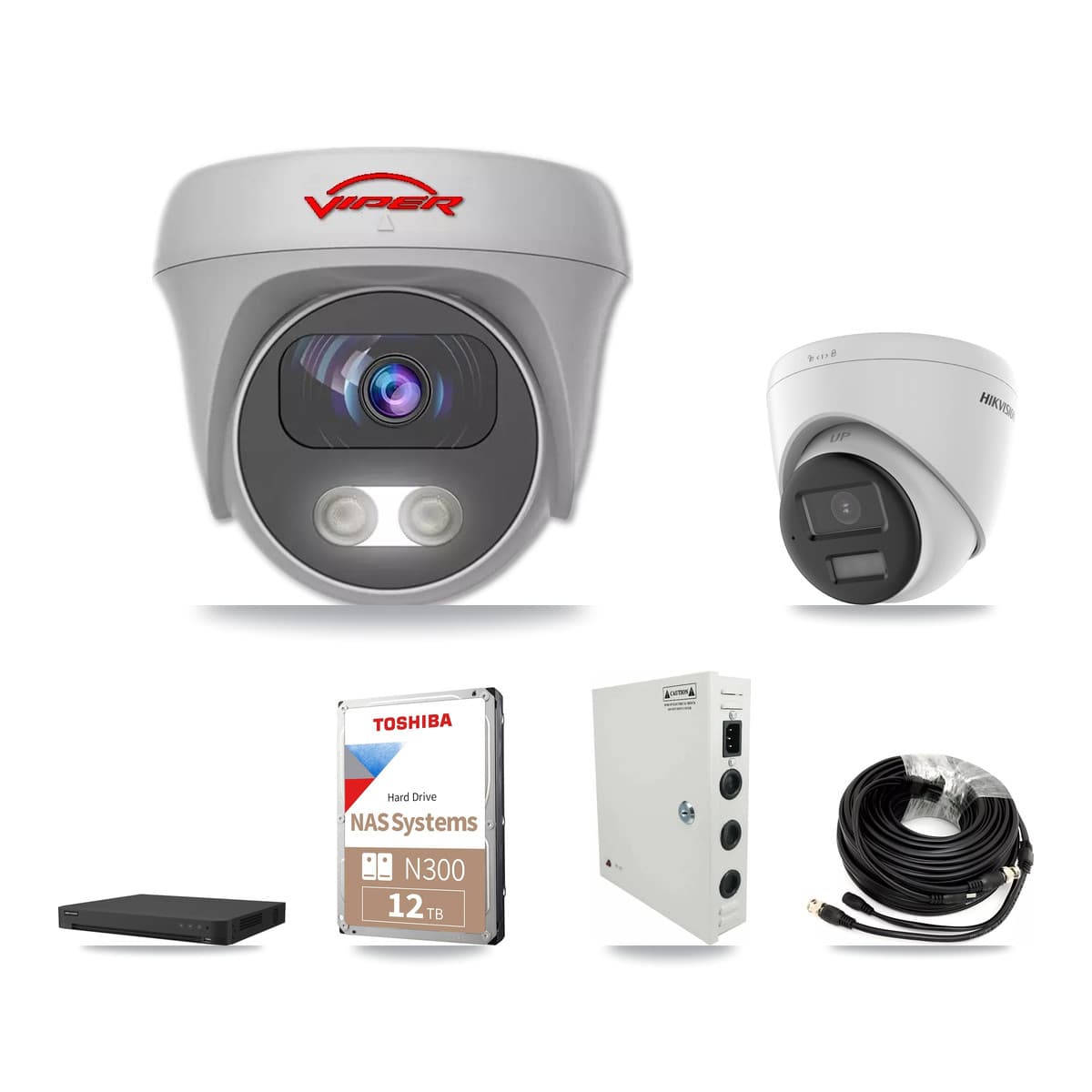 Hikvision & Viper 16-Channel 5MP – 4K CCTV Kit — 5 4K Turret + 11 5MP Cameras + 2× 12TB Recording