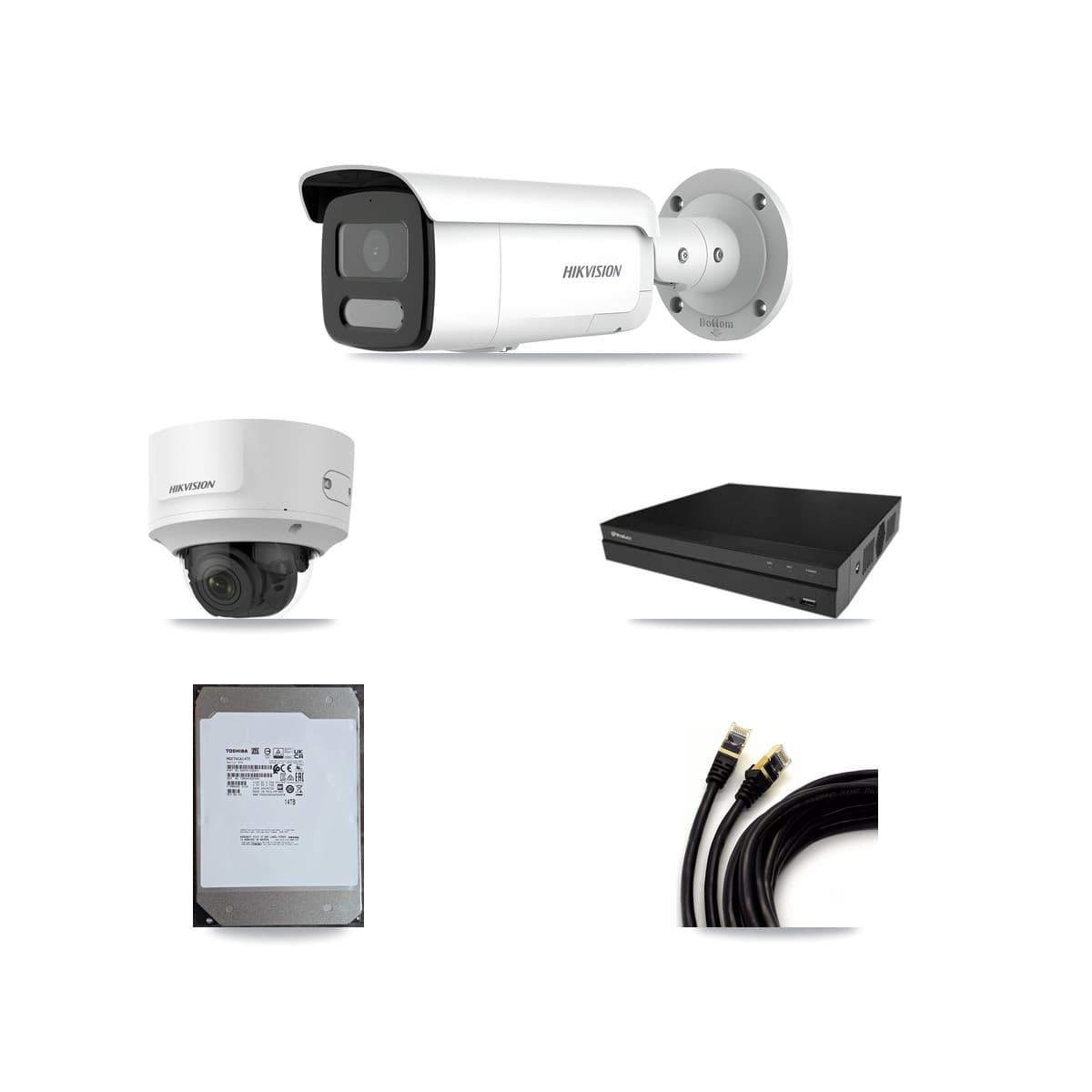 Hikvision & Prolux 16-Channel 2MP – 4MP CCTV Kit — 1 2MP Dome + 11 4MP Bullet Cameras + 14TB Recording