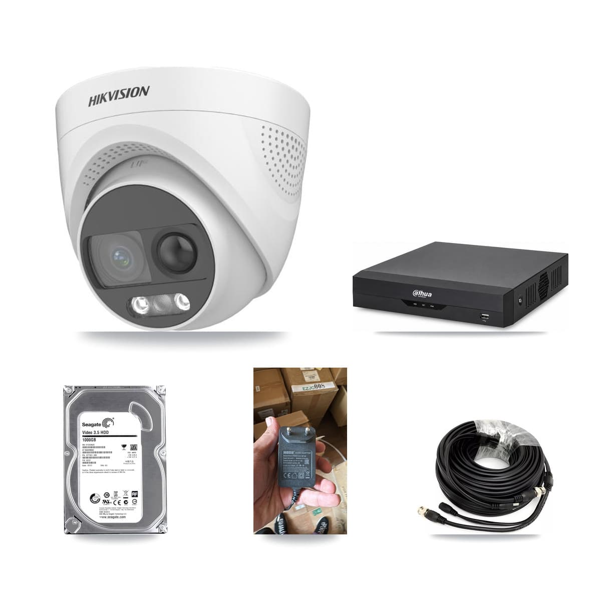 Hikvision & Dahua 4-Channel 5MP CCTV Kit — 1 DS-2CE72KF3T Turret Camera + 1TB Recording - Image 1