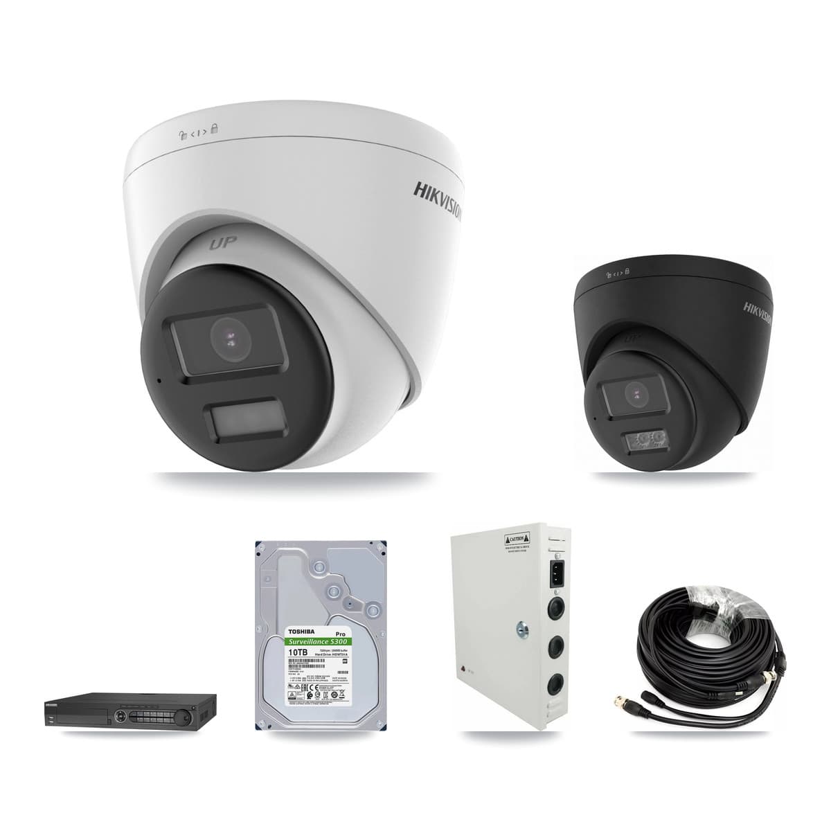Hikvision 32-Channel 4K CCTV Kit — 16 DS-2CE78U0T + 16 DS-2CE78U0T Turret Cameras + 2× 10TB Recording