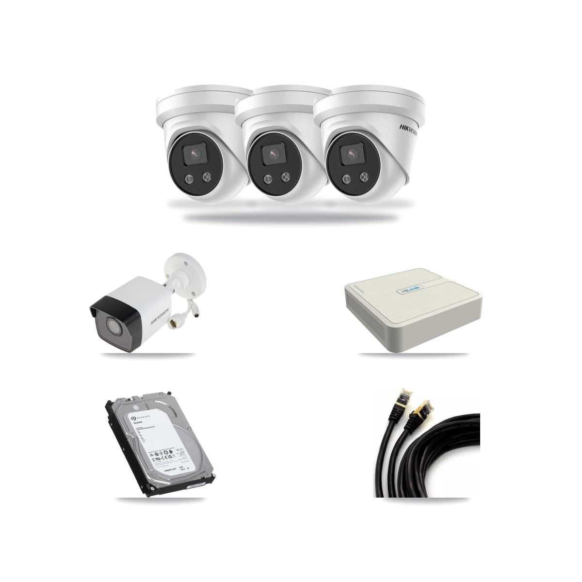 Hikvision & HiLook 8-Channel 5MP CCTV Kit — 1 Bullet + 3 Turret Cameras + 6TB Recording (NVR-108H-D Recorder) - Image 1