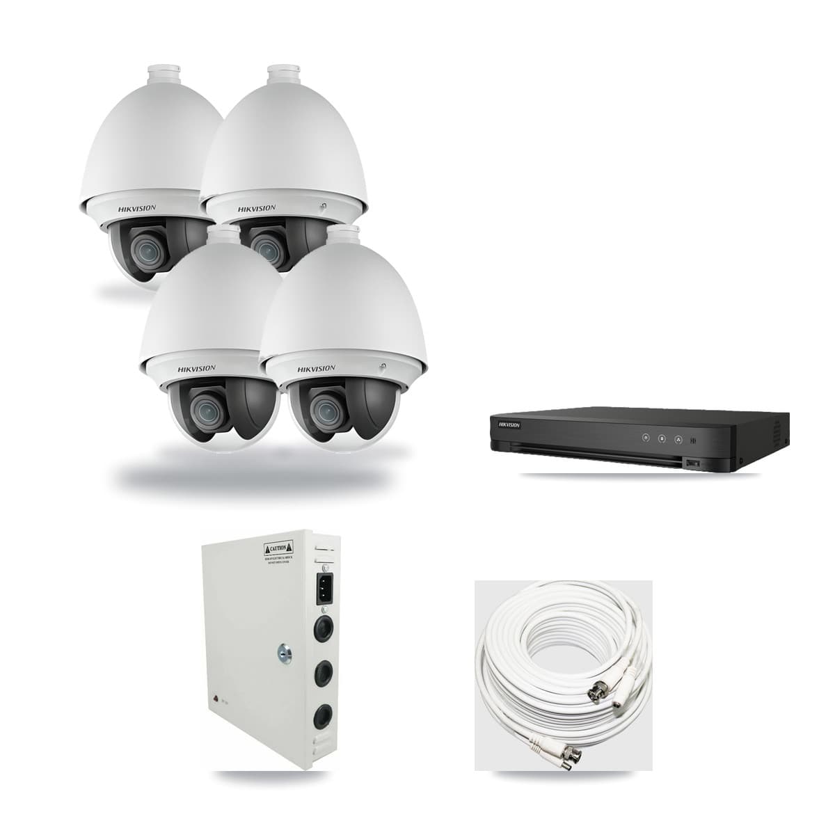 Hikvision 8-Channel 2MP CCTV Kit — 4 DS-2AE4225T-A PTZ Cameras + 3TB Recording (IDS-7208HUHI-M1/E Recorder) - Image 1