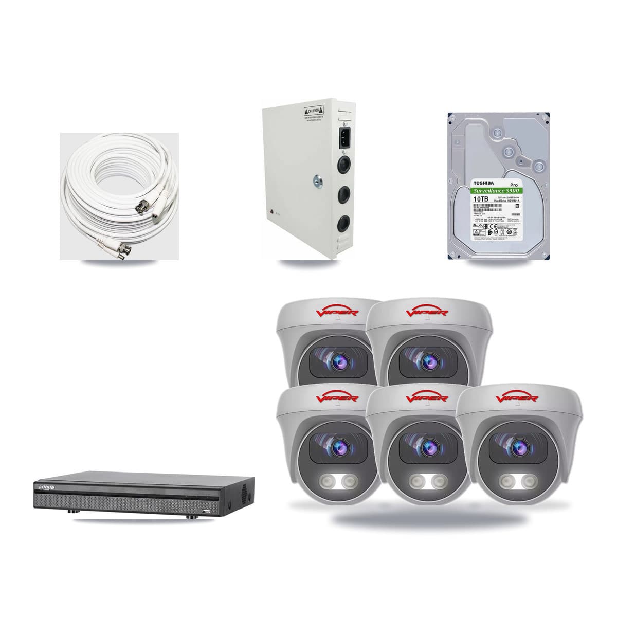 Dahua 8-channel CCTV kit: 5 cameras (5× 5MP Camera), 10TB hard drive