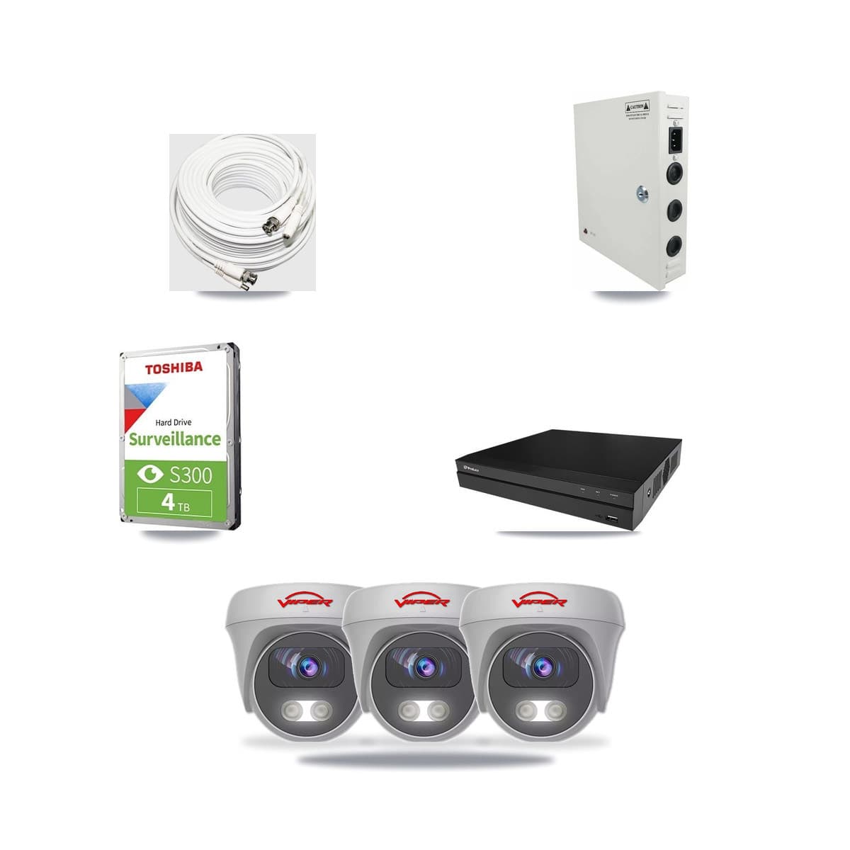 Prolux 8-channel CCTV kit: 3 cameras (3× 5MP Camera), 4TB hard drive