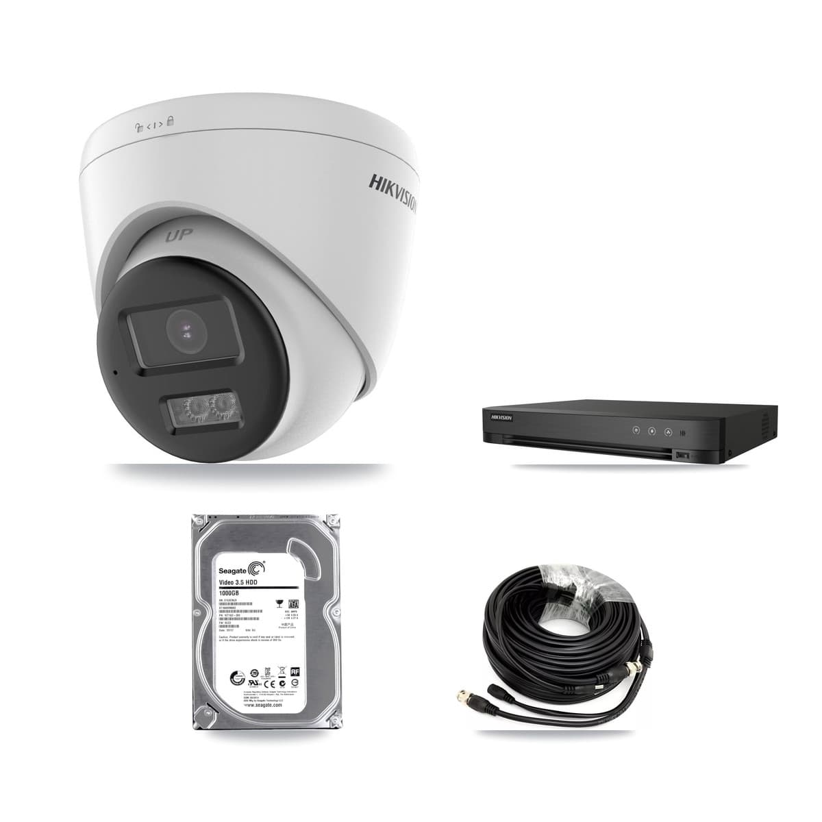 Hikvision 4-Channel 5MP CCTV Kit — 2 DS-2CE78K0T-LTS Turret Cameras + 1TB Recording (IDS-7204HQHI-M1/XT Recorder) - Image 1