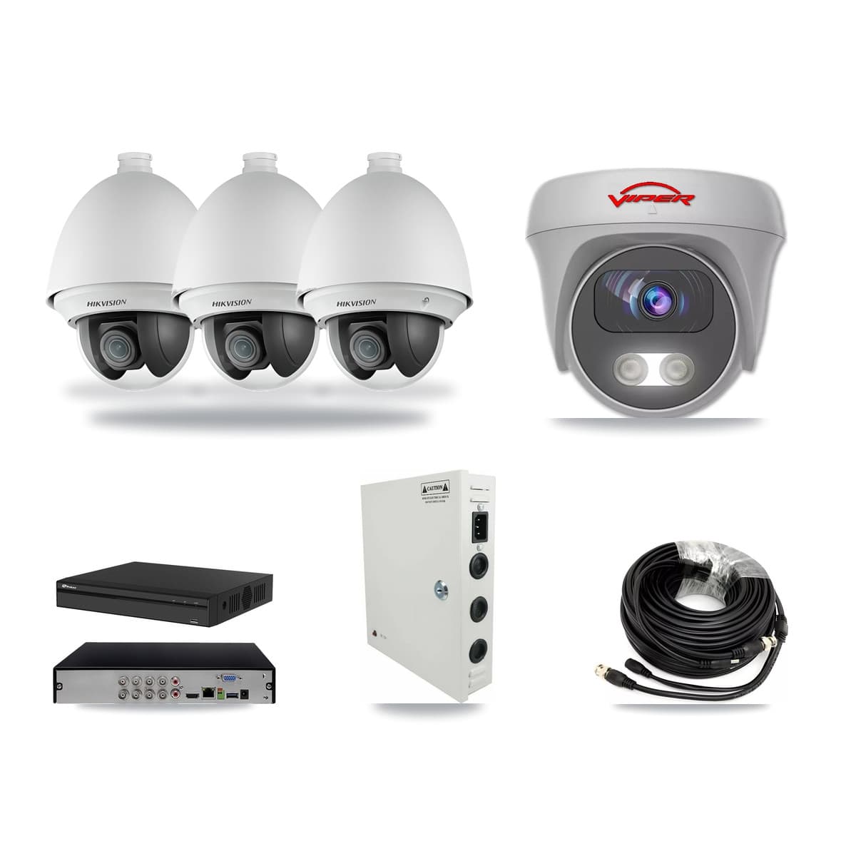 8-Channel 2MP – 5MP CCTV Kit — 3 2MP PTZ + 1 White 5MP Cameras + 3TB Recording (PXD-5108HS Recorder) - Image 1