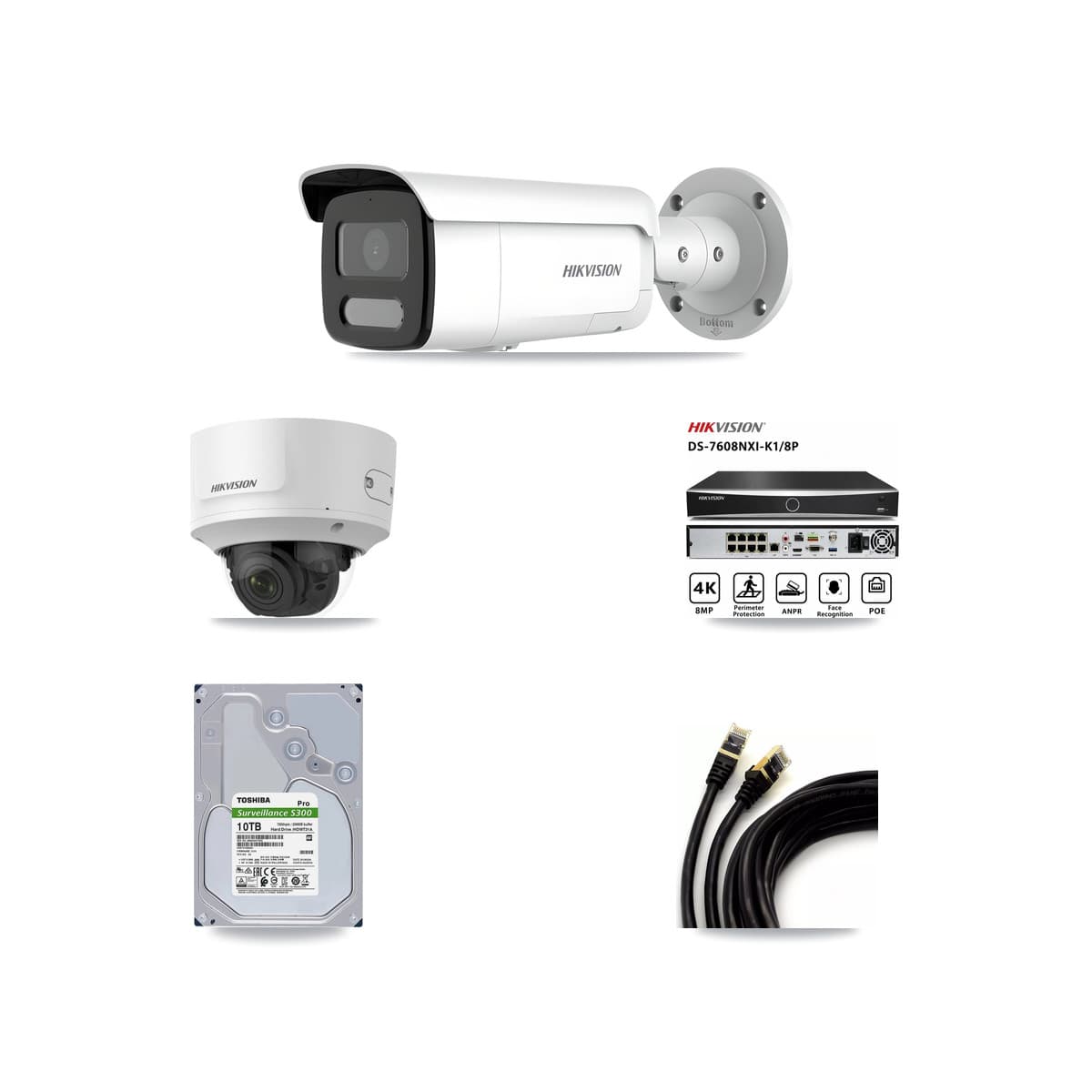 Hikvision 8-Channel 2MP – 4MP CCTV Kit — 1 2MP Dome + 7 4MP Bullet Cameras + 10TB Recording - Image 1