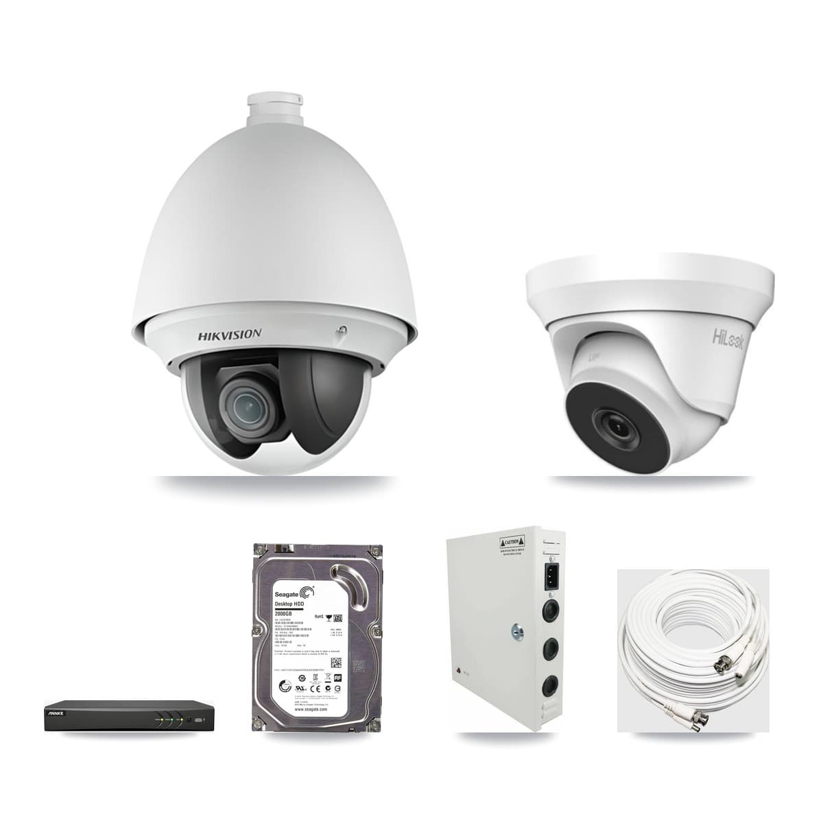 4-Channel 2MP – 4MP CCTV Kit — 1 2MP PTZ + 1 4MP Turret Cameras + 2TB Recording (AN-DV4-8MP Recorder) - Image 1