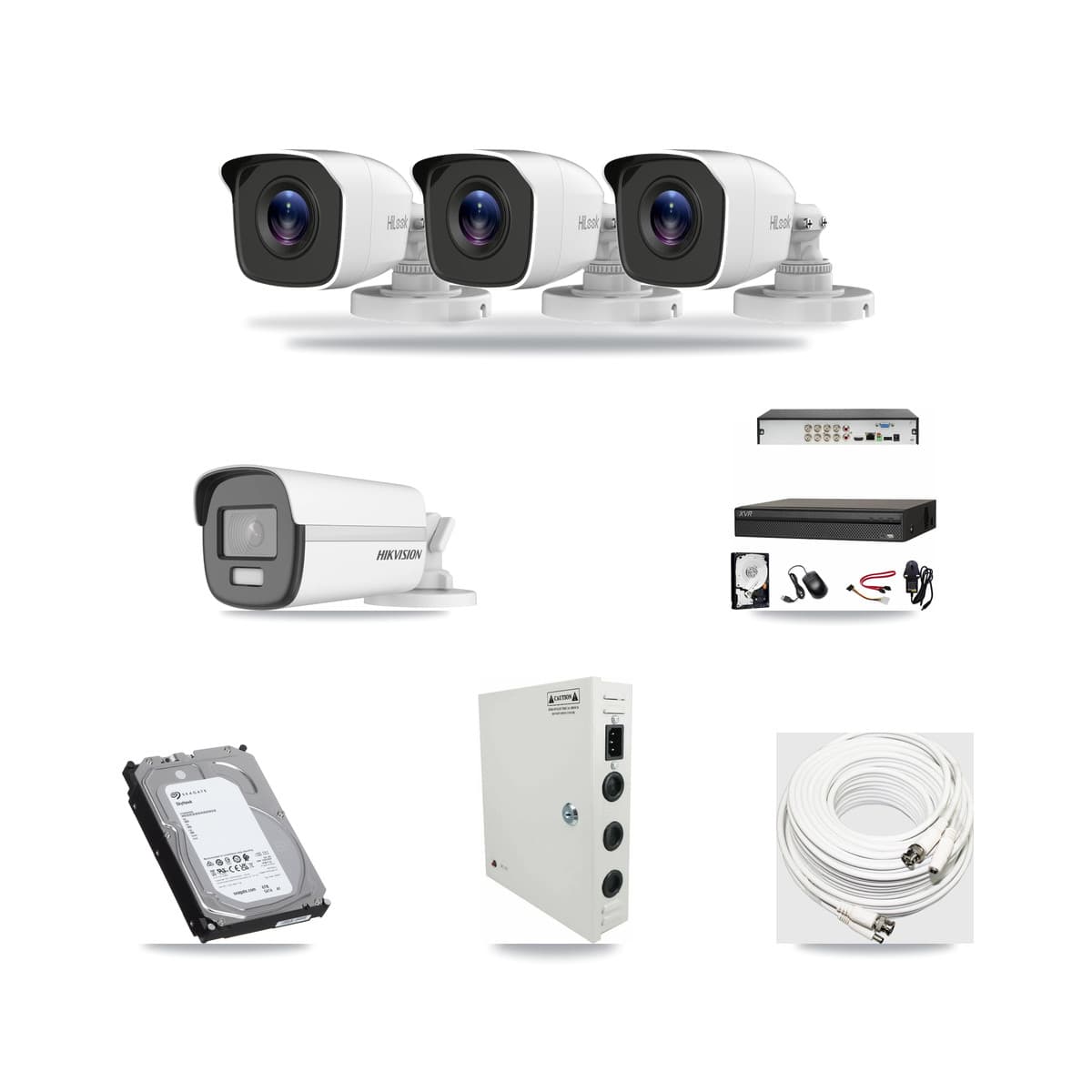 8-Channel 4MP – 4K CCTV Kit — 1 Hikvision 4K + 3 HiLook 4MP Bullet Cameras + 6TB Recording (XVR-3108AD Recorder) - Image 1