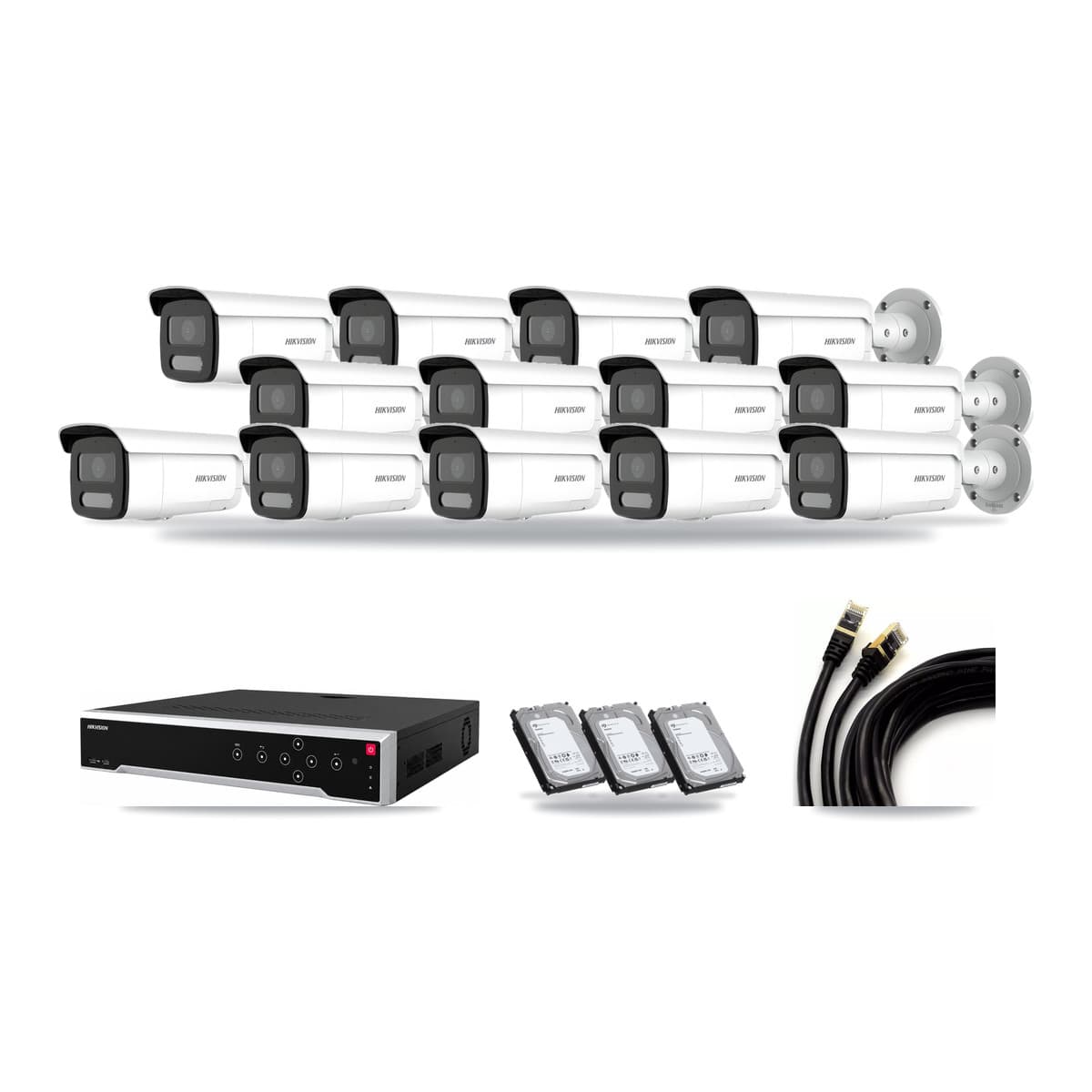 Hikvision 32-Channel 4MP CCTV Kit — 13 Bullet Cameras + 3× 6TB Recording - Image 1