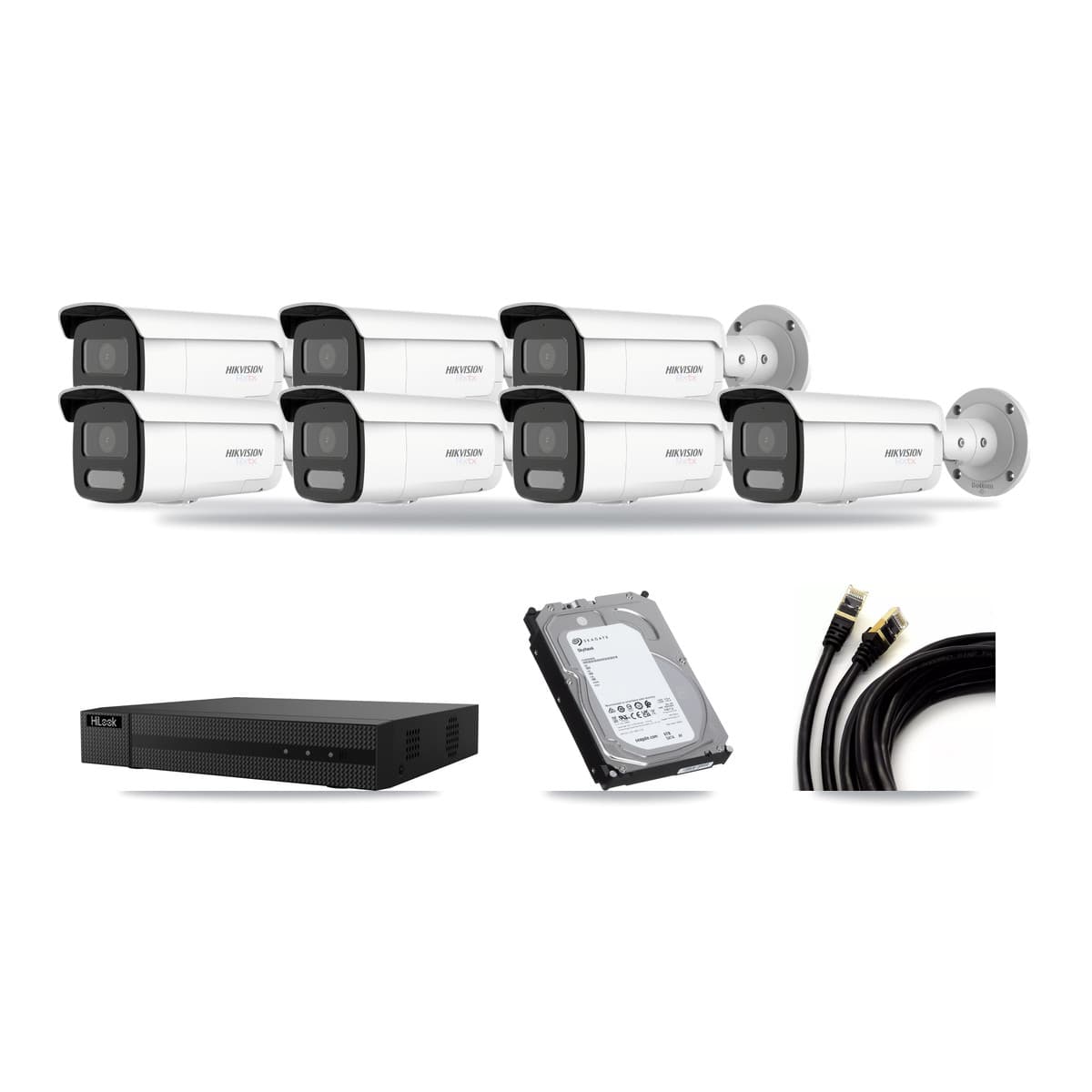 Hikvision & HiLook 8-Channel 4K CCTV Kit — 7 Bullet Cameras + 6TB Recording - Image 1