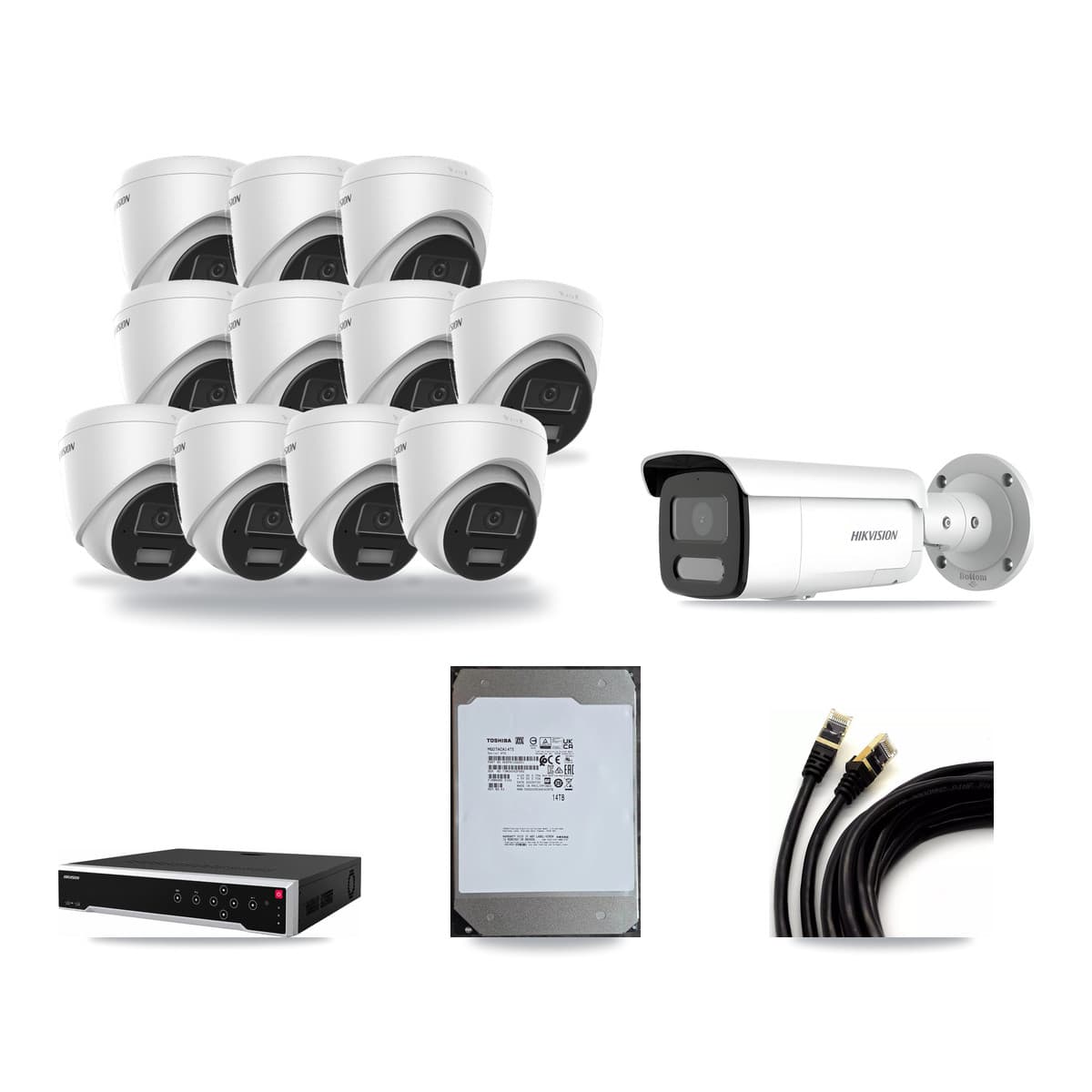 Hikvision 32-Channel 4MP CCTV Kit — 11 Turret + 1 Bullet Cameras + 14TB Recording - Image 1