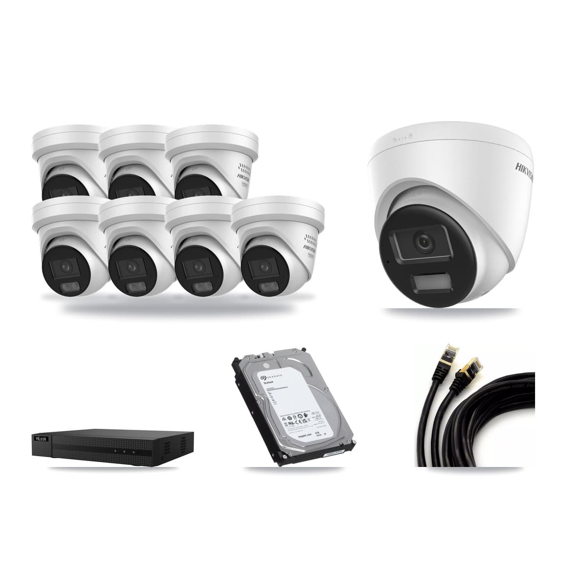 Hikvision & HiLook 8-Channel 4MP – 4K CCTV Kit — 1 4K + 7 4MP Turret Cameras + 6TB Recording - Image 1