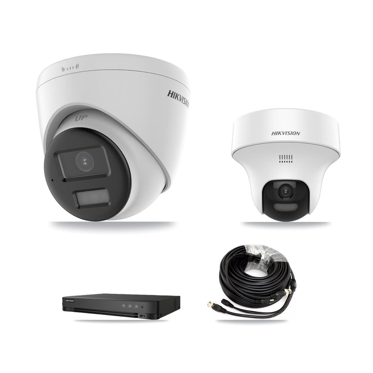 Hikvision 8-Channel 5MP CCTV Kit — 2 DS-2CE70K0T-PTLTS + 4 DS-2CE78K0T-LPTS Turret Cameras + 8TB Recording (IDS-7208HUHI-M1/E Recorder)