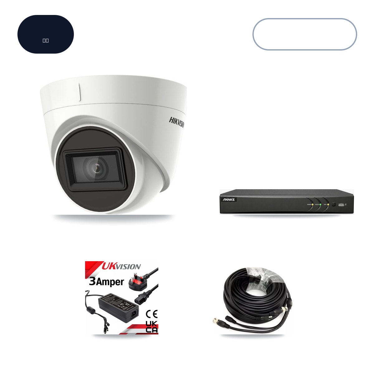 ANNKE AN-DV4-8MP-D941BB 4-Channel DVR CCTV Kit — 4× Hikvision DS-2CE78U1T-IT3F 4K Cameras + 10TB HDD