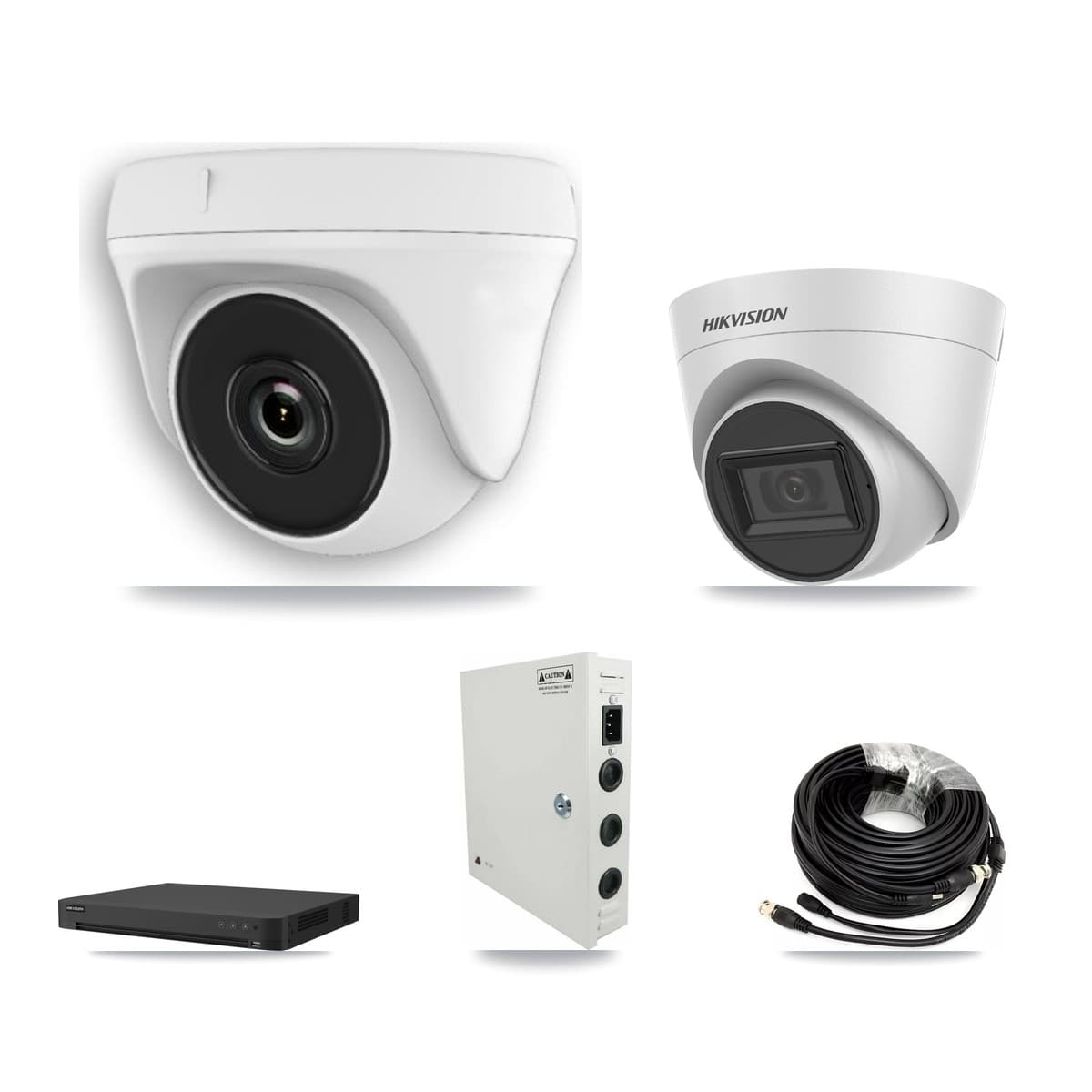 Hikvision 32-Channel 2MP – 5MP CCTV Kit — 6 White 5MP Turret + 13 White 2MP Dome Cameras + 2× 8TB Recording