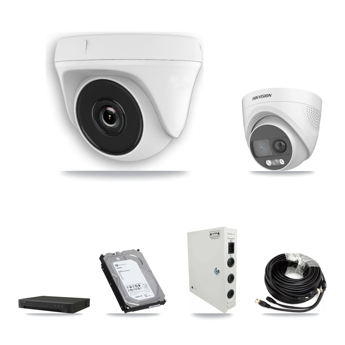 Hikvision 16-Channel 2MP – 5MP CCTV Kit — 5 DS-2CE72KF3T 5MP Turret + 11 White HDT-2MP-N20W 2MP Dome Cameras + 6TB Recording - Image 1