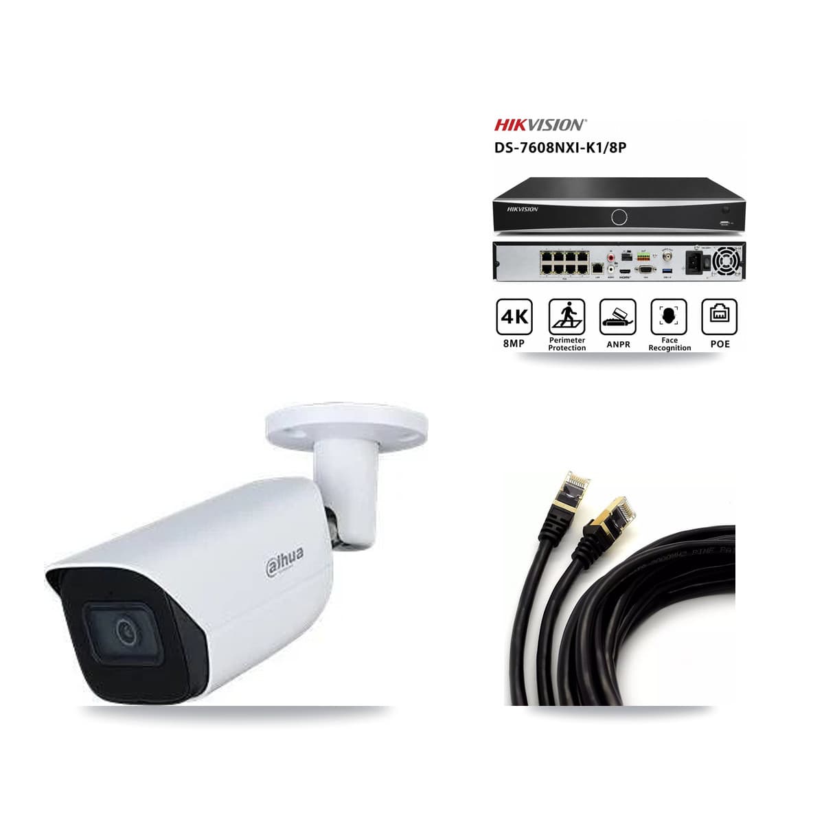 Dahua & Hikvision 8-Channel 5MP CCTV Kit — 2 Bullet Cameras + 3TB Recording (DS-7608NXI Recorder) - Image 1